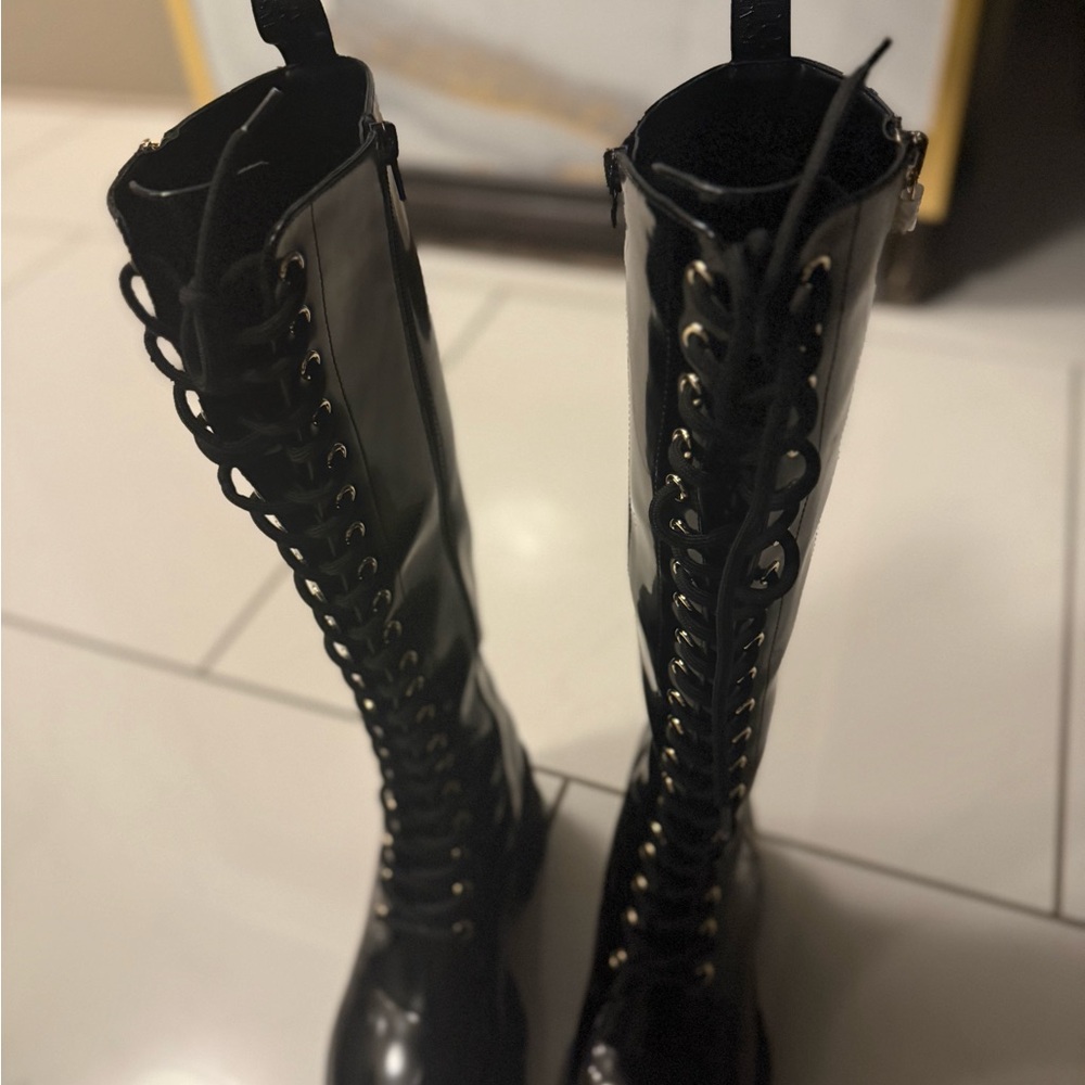 Versace Jeans Collection Black Lace-Up Boots